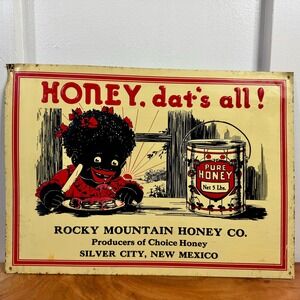 Vintage Rocky Mountain Honey Co. Tin Sign Advertising Pure Honey Silver City